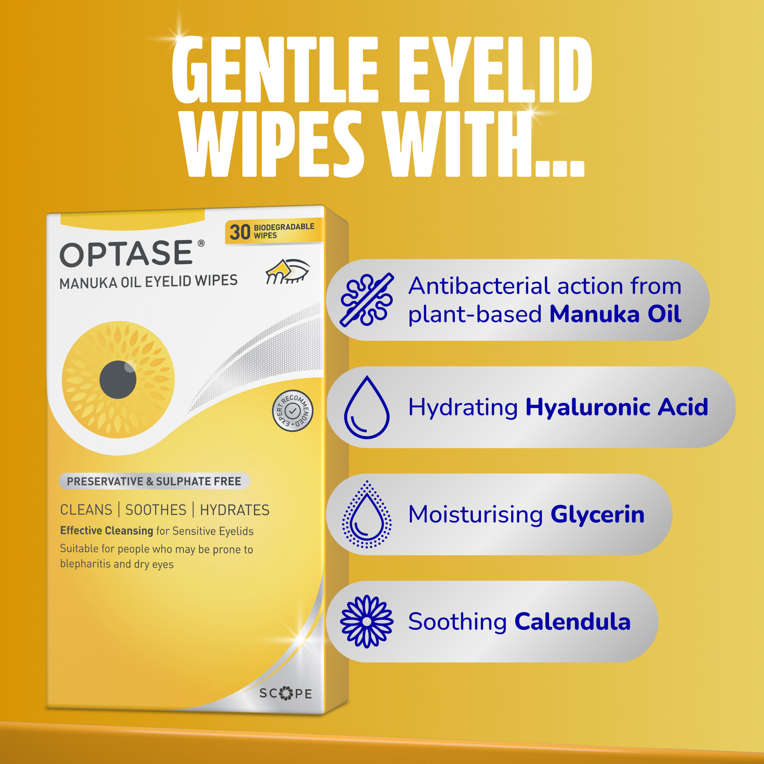 Optase® Manuka Oil Eyelid Wipes